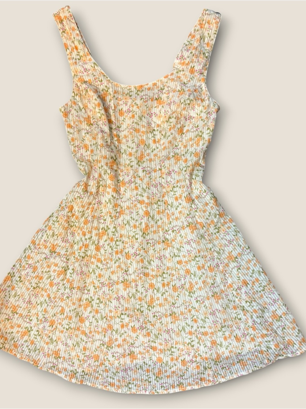 Cottagecore Coquette Girl 100% Cotton Japana Orange Floral Smocked Back Sundress